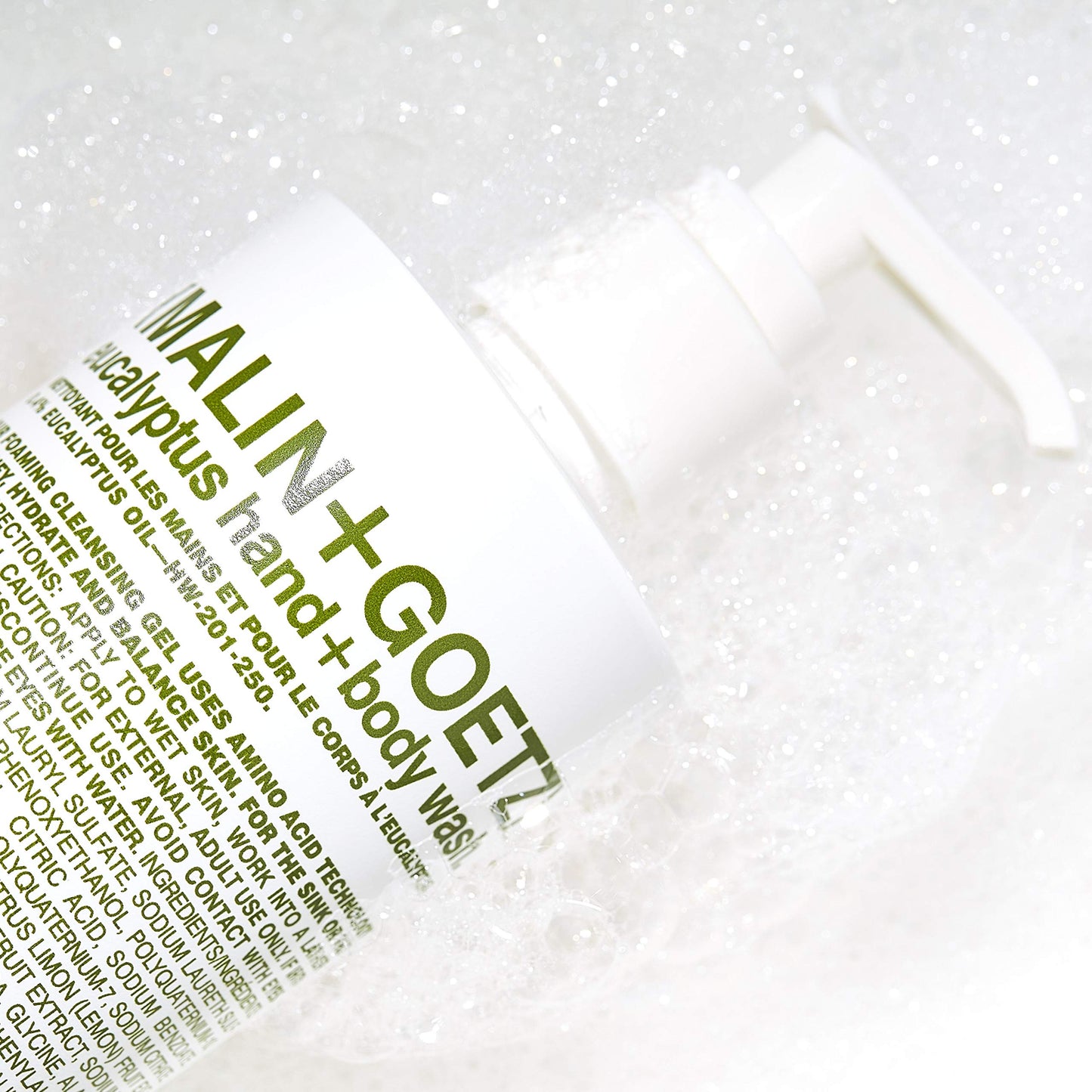 MALIN+GOETZ Hand + Body Wash | Gentle Foaming Cleanser with Botanical Extracts and Amino Acids | Hydrating, pH-Balanced, Unisex Scent | Vegan & Cruelty-Free (Eucalyptus, 16 Fl Oz)