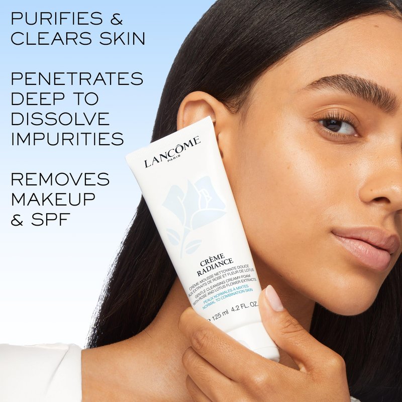 Lancôme Crème Radiance Cream-to-Foam Cleanser | Gentle Purifying Facial Cleanser to Remove Waterproof Makeup & Clarify Pores | For Normal & Combination Skin | 4.2 Fl Oz
