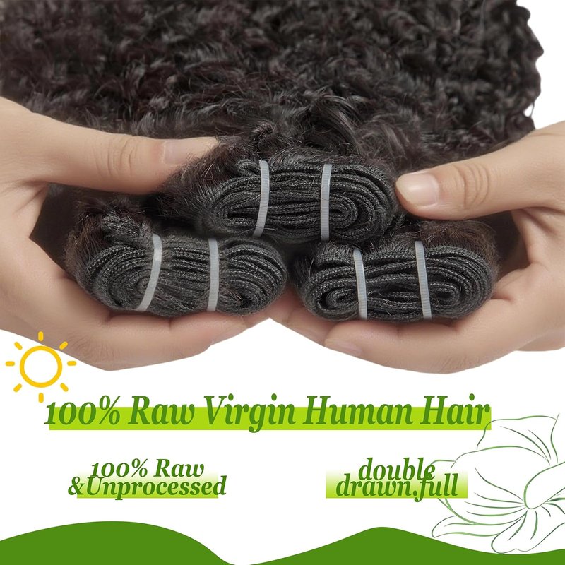 Burmese Curly Bundles - 16 Inch Water Wave Human Hair | 100% Unprocessed Brazilian Virgin Hair for Women, Natural Black