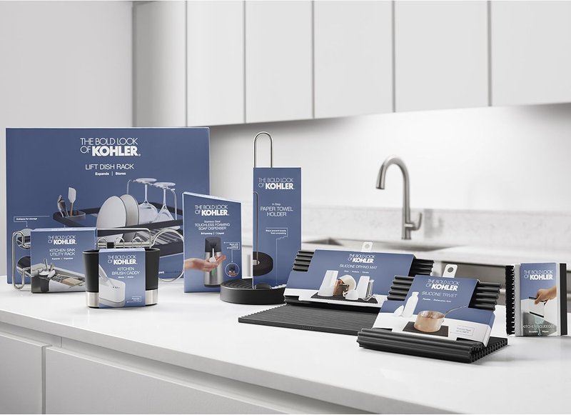 Kohler Kitchen Sink Squeegee & Countertop Brush - Multi-Purpose, Cleans Wet & Dry Spills | Dishwasher Safe, White