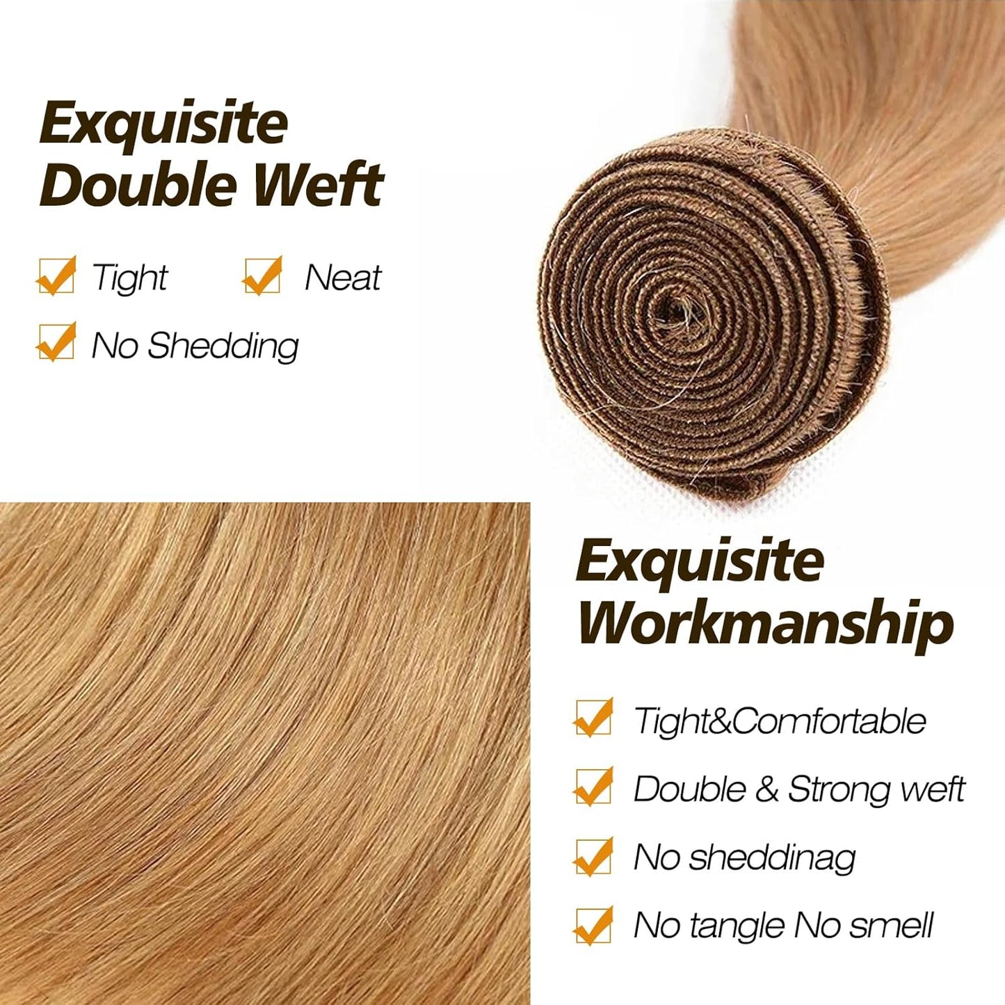 Ijoy 14 Inch Straight Human Hair Bundle - Honey Blonde 10A Brazilian Virgin Hair Extension
