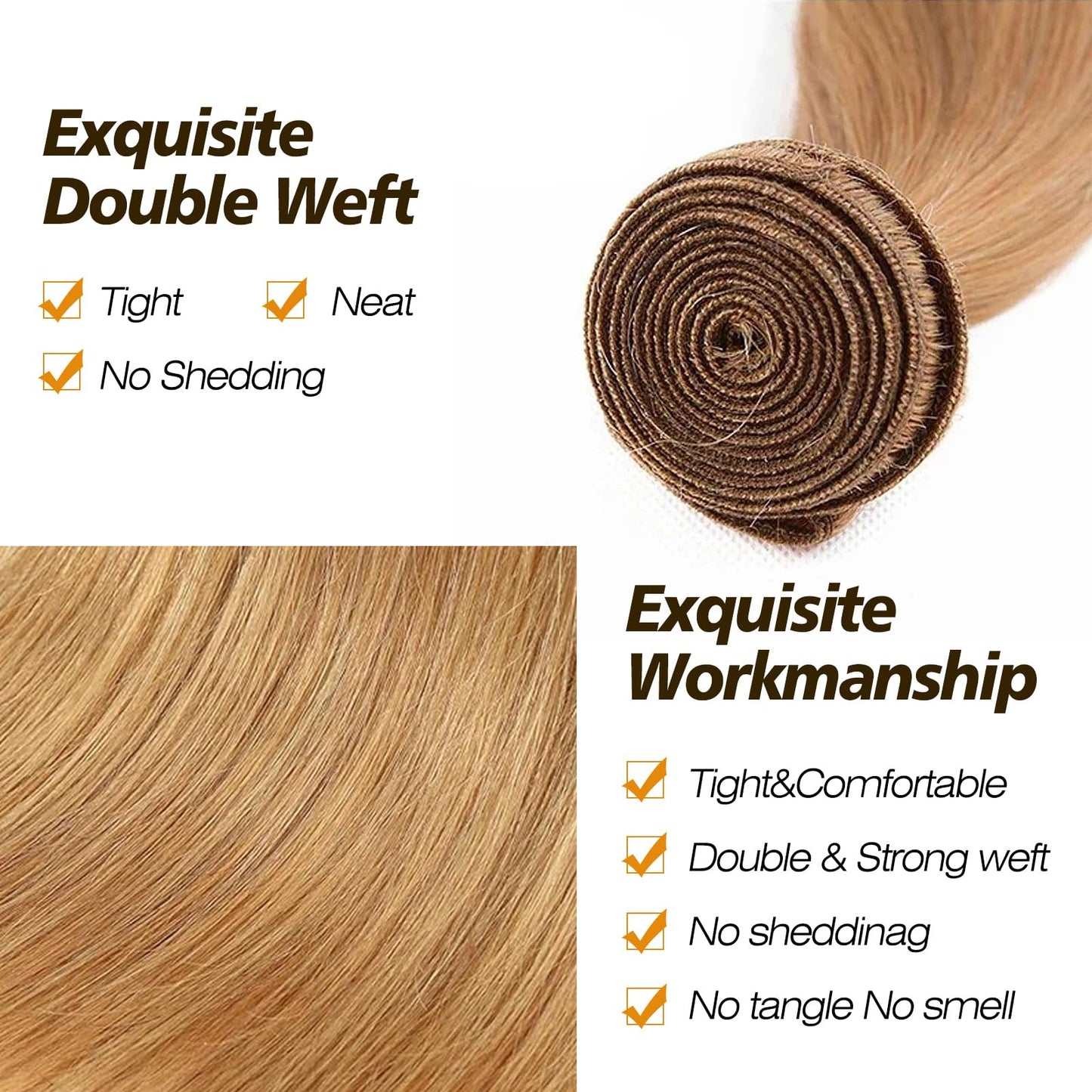 ijoy Straight Honey Blonde Bundles 95g Human Hair Bundle Dirty Blonde Brazilian Virgin Hair Weave 1 Bundle for Chic Boho 16 Inch