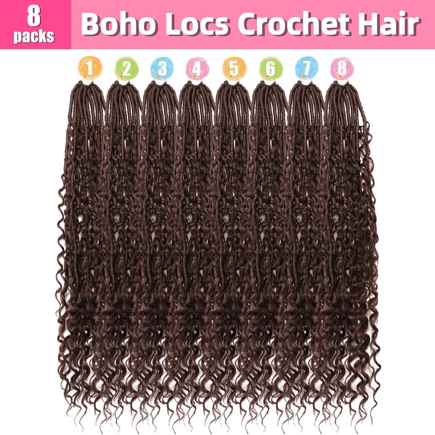 Soft Boho Locs Crochet Hair-30Inch 8Packs Goddess Faux Locs for Black Women(#4, 30 Inch(Pack of 8))