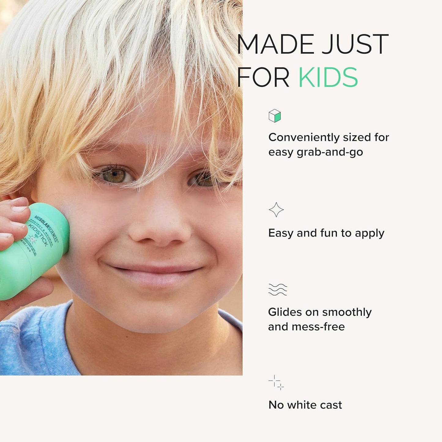 MDSolarSciences Mineral KidStick SPF 40 - Gentle Zinc Oxide Sunscreen Stick for Kids | Fragrance-Free, 0.6 Oz