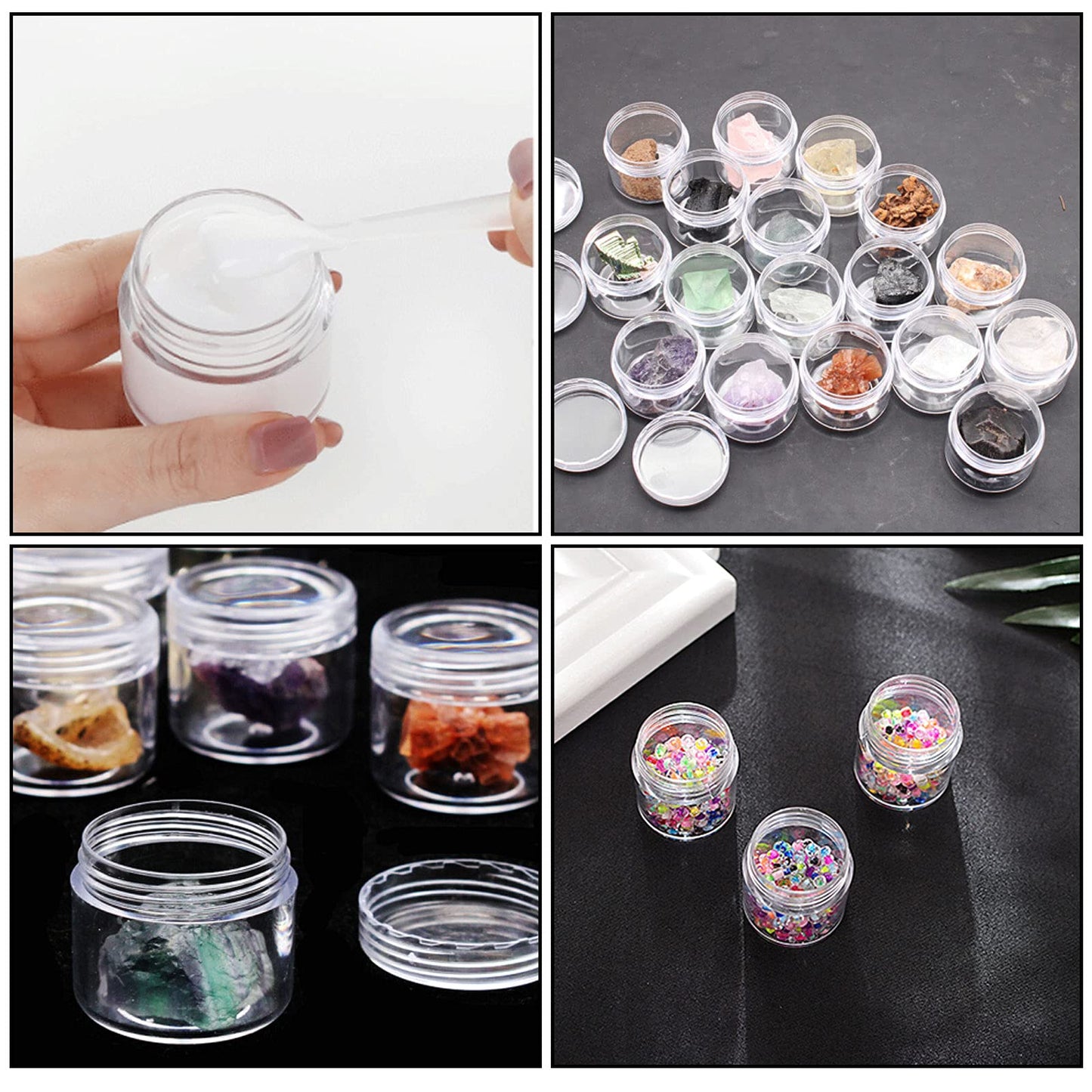 HOIGON 96 Pieces 20g 20ml Clear Plastic Sample Containers, Leak-Proof Round Plastic Cosmetic Containers with Lids, Clear Plastic Pot Jars for Creams, Lotions, Makeup, Colored Acrylics