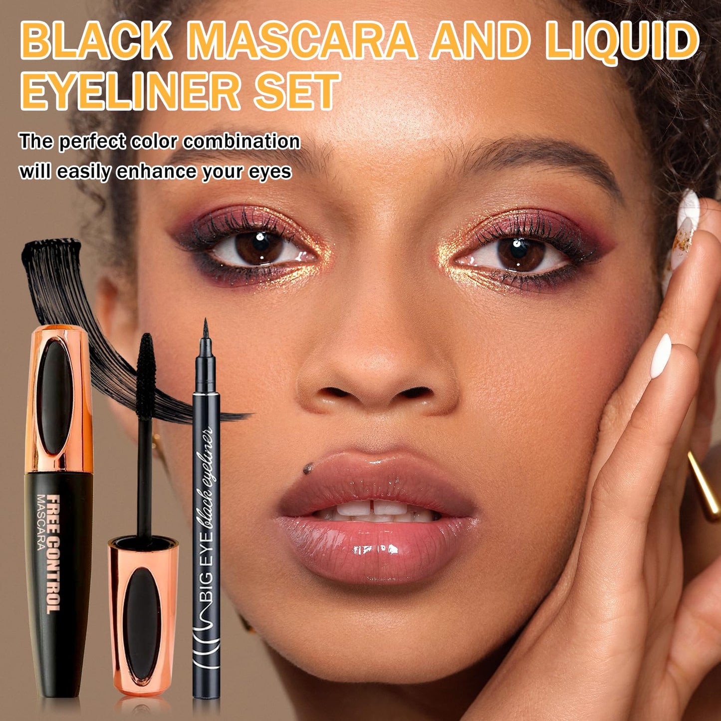6PCS Black Mascara & Eyeliner Pen Makeup Gift Set,Waterproof Long Lasting Smudge Proof Volume and Length Mascara, Easy to Use, Highly Pigmented Liquid Eye Liner Pencils for Women