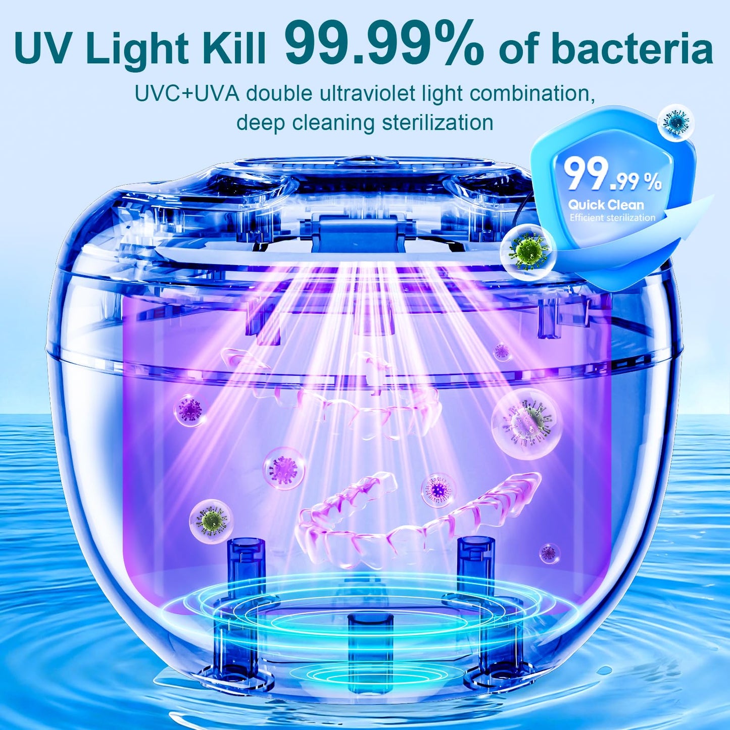 Hossili Ultrasonic Retainer Cleaner Machine, 200ML Ultrasonic Cleaning Pod with 4 Modes, Digital Timer for Denture Cleaner, Aligners, Mouth Guards, Braces, Jewelry & Toothbrush Heads