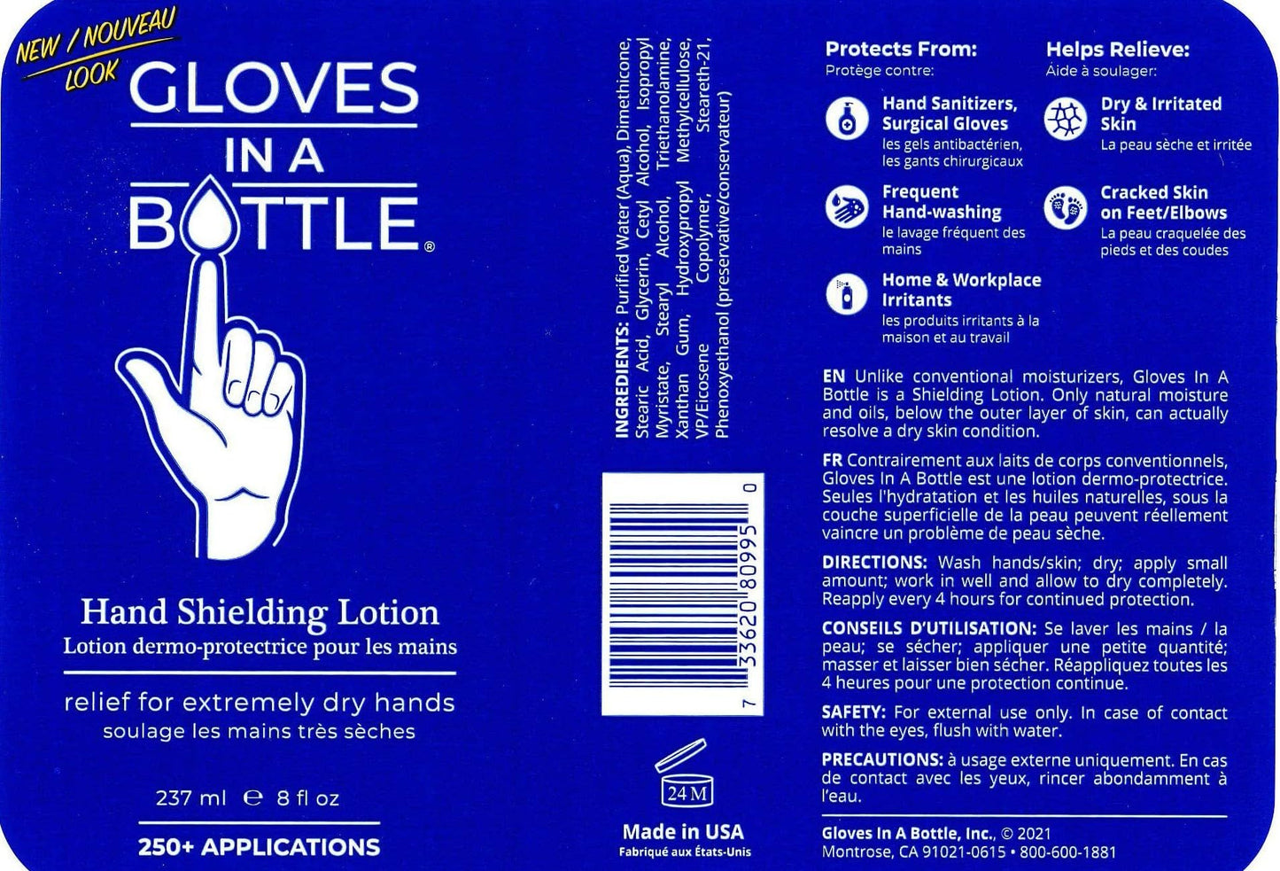 Gloves In A Bottle Shielding Lotion – Protective Lotion for Dry, Cracked & Sensitive Skin |Non-Greasy, Fragrance Free Barrier Moisturizer | Safe for Women, Men, & Babies 6 Months+ | 8 Oz with New Pump