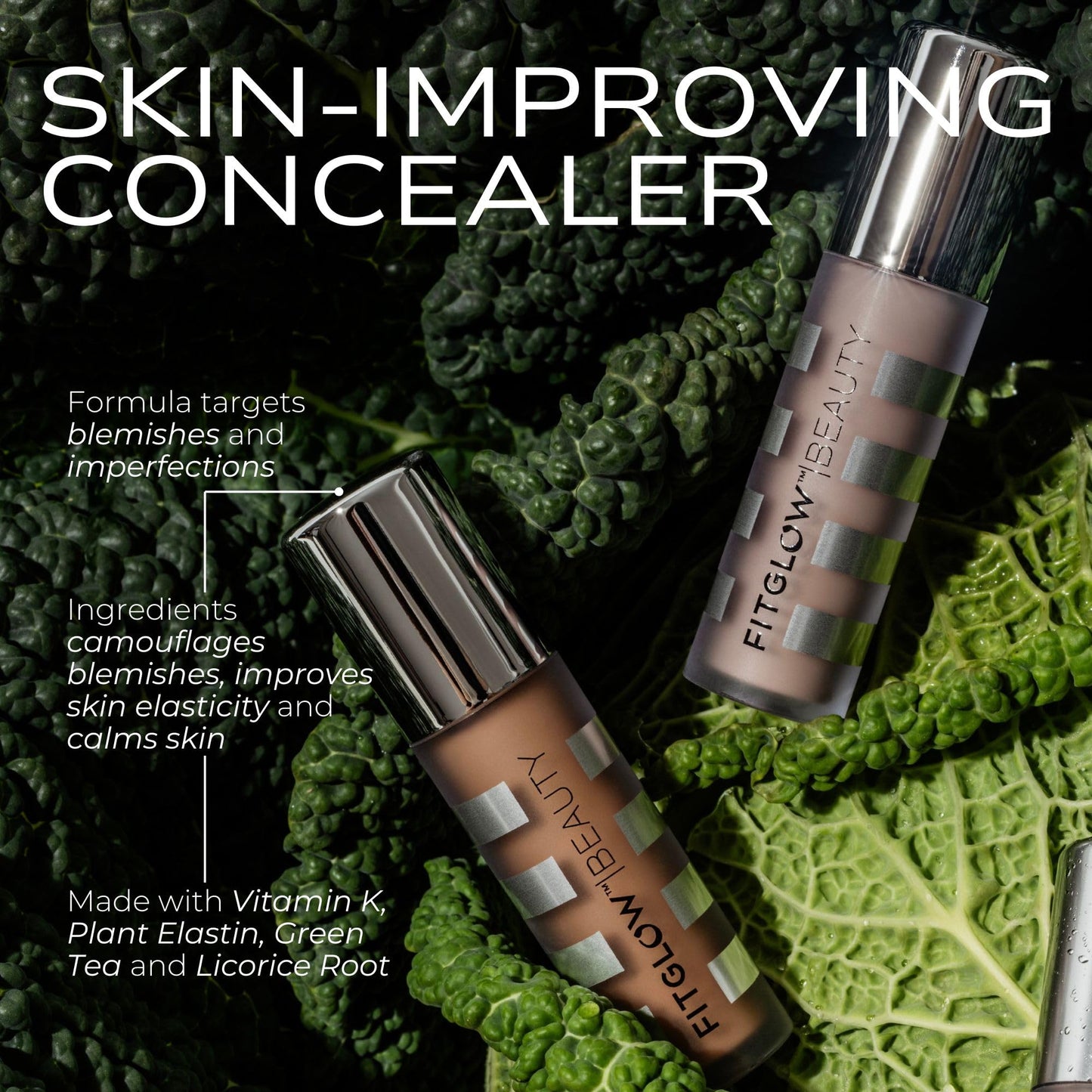 Fitglow Beauty Conceal+ | Vegan Full Coverage Concealer Skincare with Vitamin K + Green Tea | Corrects Dark Circles, Blemishes & Redness | Non-Creasing, Natural Finish | C3.5-6g