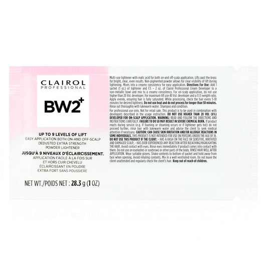 Clairol Professional BW2+ Dedusted Extra Strength Powder Lightener for Hair Highlights, 1 oz.