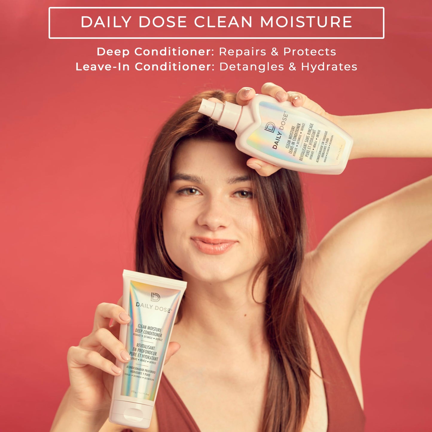 DAILY DOSE Award-Winning Clean Moisture Leave In Conditioner Spray Detangler for Dry, Damaged & Frizzy Hair. Instantly Softens, Smooths & Adds Shine for Kids & Adults. Vegan, Sulfate-Free, Color Safe