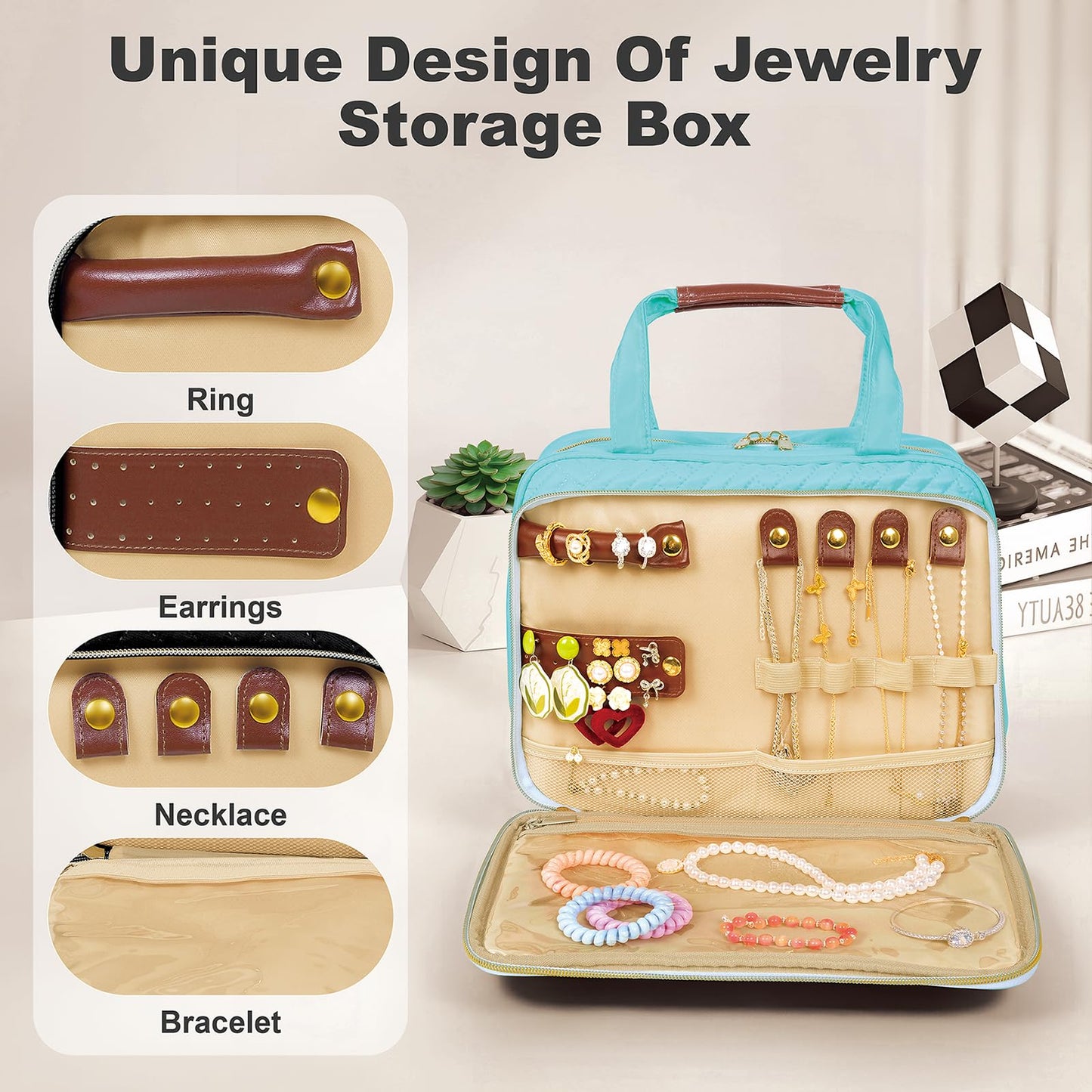LANDFOBO Toiletry Bag for Women, Hanging Travel Toiletry Bag with Jewelry Organizer Compartment Large Makeup Bag, Cosmetic for Travel Business Trips Camping Bathroom Lake Green