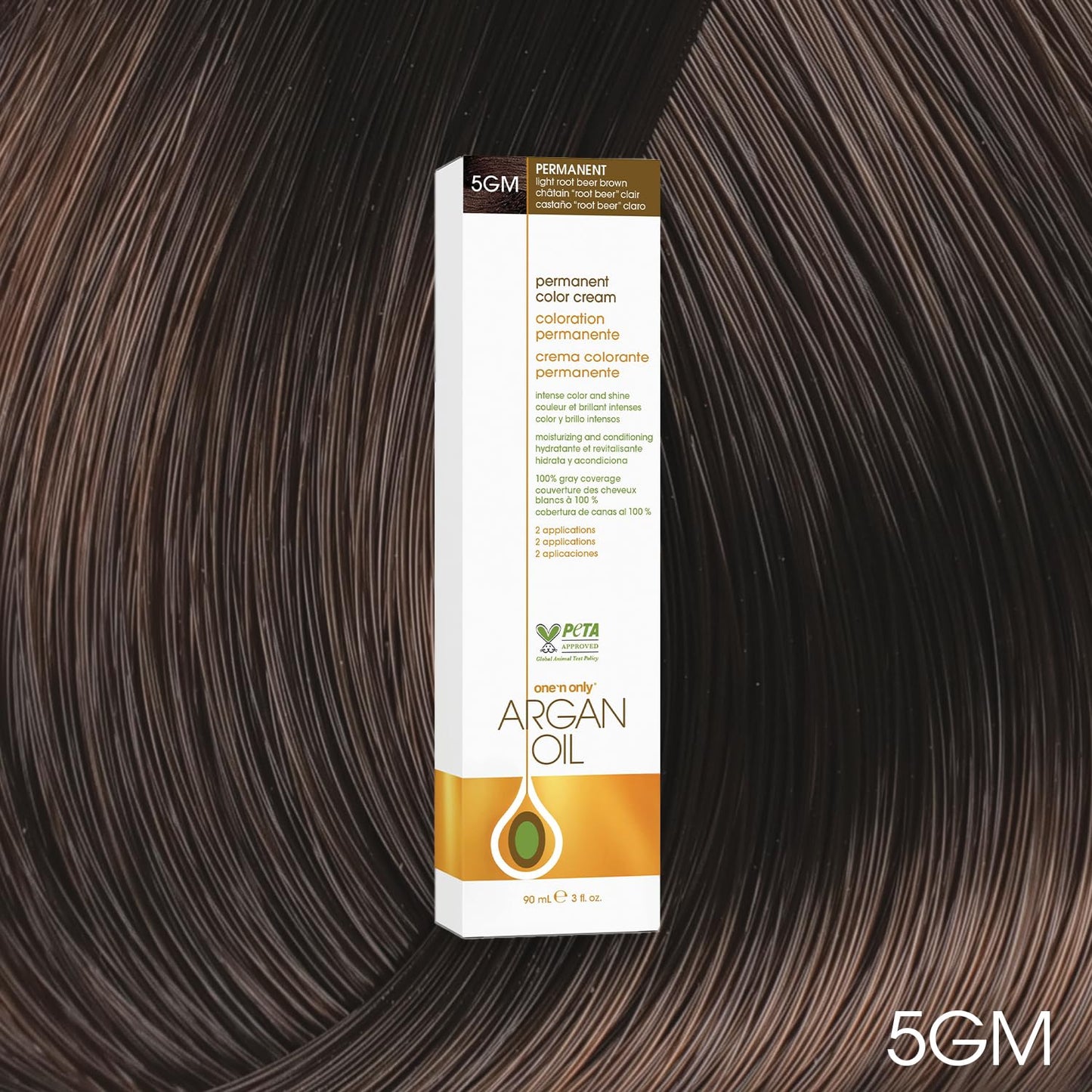 One N' Only Permanent Hair Color - Permanent Hair Dye Made with Argan Oil - Delivers Rich, Accurate Tones with Gray Coverage - Improves Moisture & Elasticity - 5GM Light Root Beer Brown (3 oz)