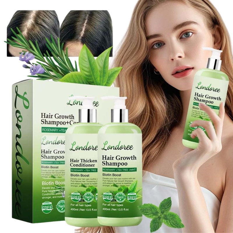Rosemary Hair Growth Shampoo and Conditioner Set for Thinning Hair – Biotin Thickening Shampoo for Hair Loss, Sulfate Free with Mint and Tea Tree Oil for Scalp Care Women & Men 13.5 oz (400ml) Each