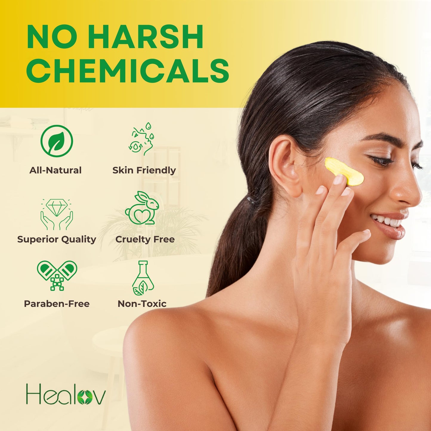 Healov Sulfur Face Mask – All Natural Sulfur Facial Clay Mask – Glowing Skincare For Acne, Spots, Oily Skin – Sulfur Acne Cream Absorbs Excess Oil and Unclogs Pores – Kaolin Mask Treatment