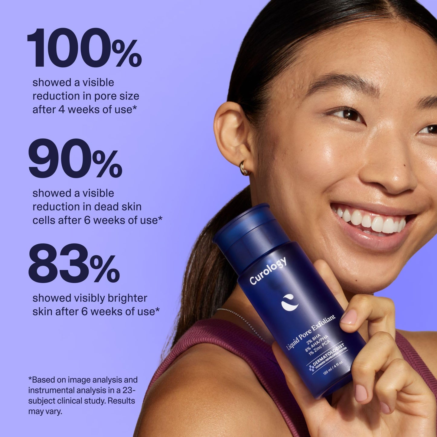 Curology Liquid Pore Exfoliant, 2% BHA Salicylic Acid, 8% AHA/PHA Lactic Acid, and 1% Zinc PCA, Brightening and Exfoliating Facial Skin Care, 4 fl oz