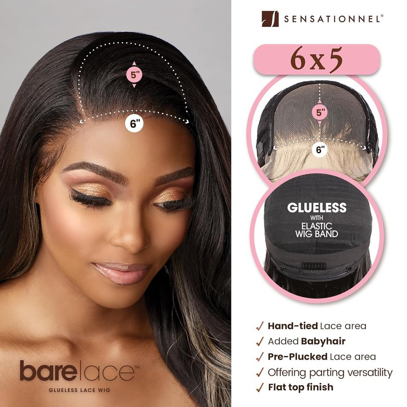 Sensationnel Bare Lace Wig - 6X5 Lace Frontal Glueless Synthetic Hair | 180° Pre-Plucked Hairline in Flamboyage Mocha