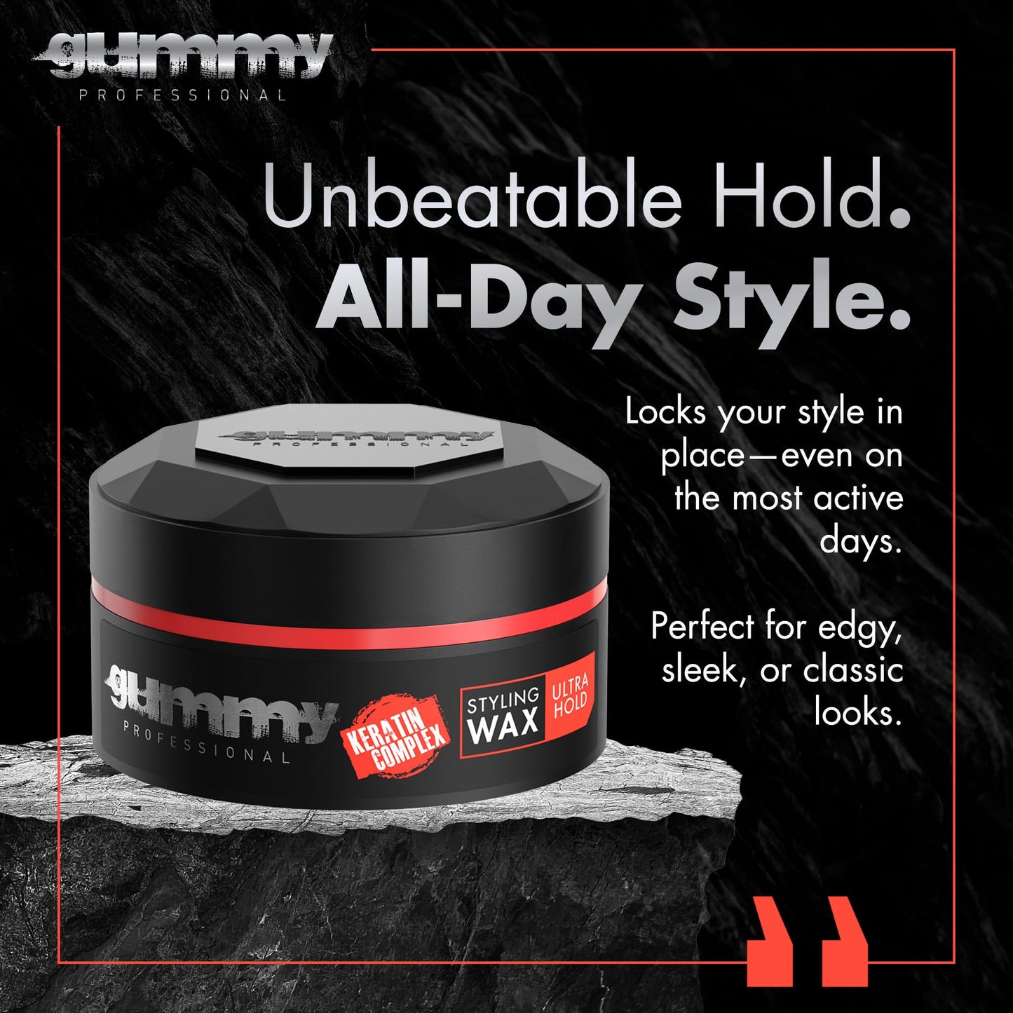 Gummy Professional Hair Styling Wax for Men - Ultra Hold Pomade for Dry, Damp Hair - Water-Based Texturizing Clay Paste with Provitamin B5 & Keratin - Strong Hold - Alcohol & Paraben-Free - 150ml