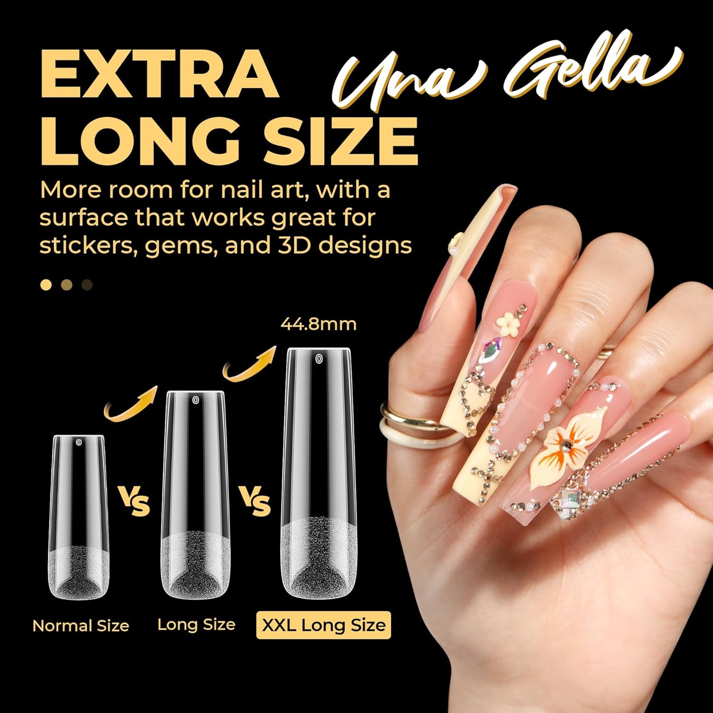 Extra Long Tapered Square Nail Tips - 240 Pcs Full Cover Gel Nail Tips | No C Curve, XXL Size for DIY & Salon Use