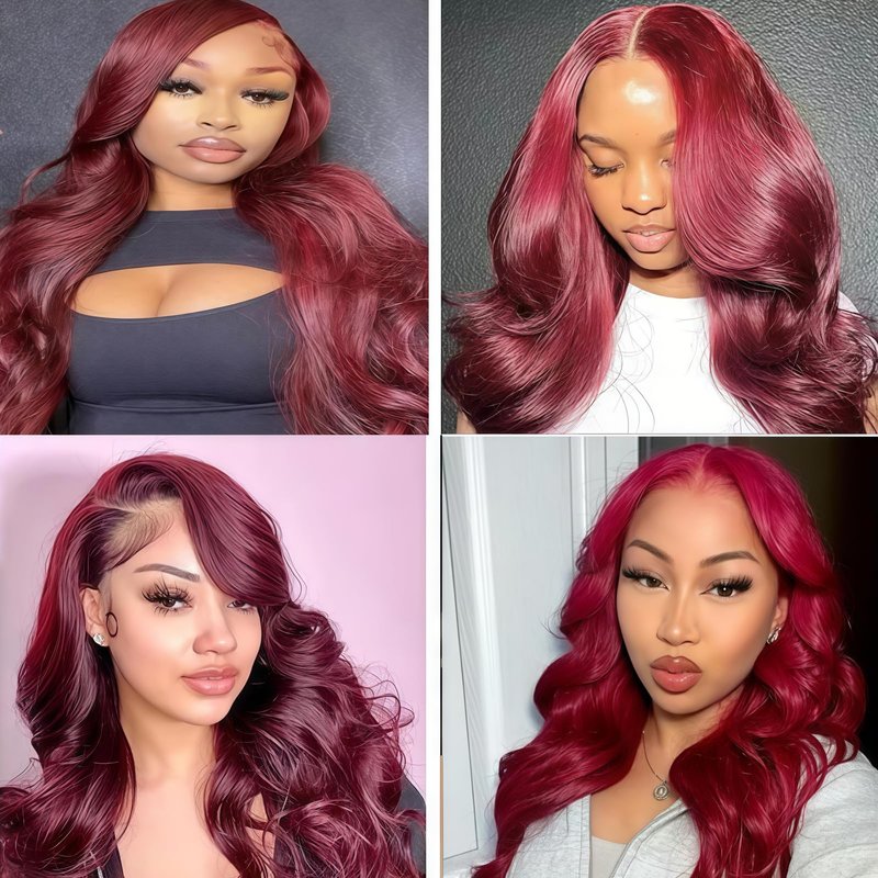 Burgundy Bundles Human Hair 99J Body Wave Bundles 8 10 12 inch Brazilian Hair 3 Bundle Wine Red Virgin Remy Hair Weave 100g Per Bundle