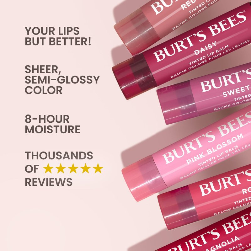 Burt's Bees 100% Natural Tinted Lip Balm, Sweet Violet, 0.15 Oz, Pack of 2