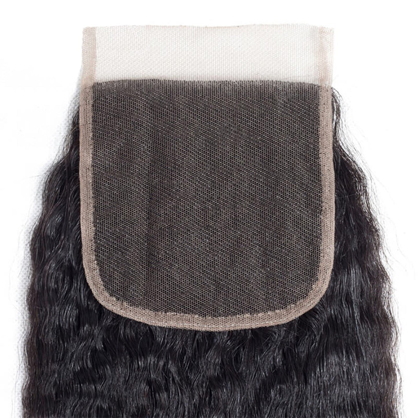 LINYINGYH Human Hair Kinky Straight Yaki Lace Closure 14 Inch No Part 4x4