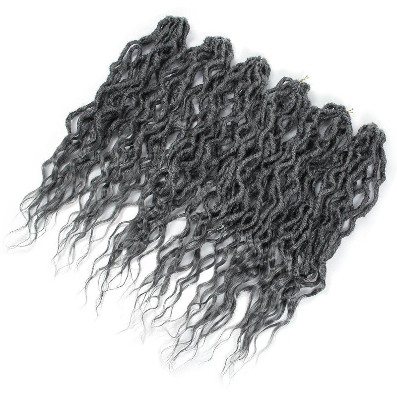 Faux Locs Crochet Hair 24Inch 6Packs Crochet Locs,Boho Faux Locs With Curly Ends Soft Dreadlock Crochet Hair for Black Women(24'', Grey)