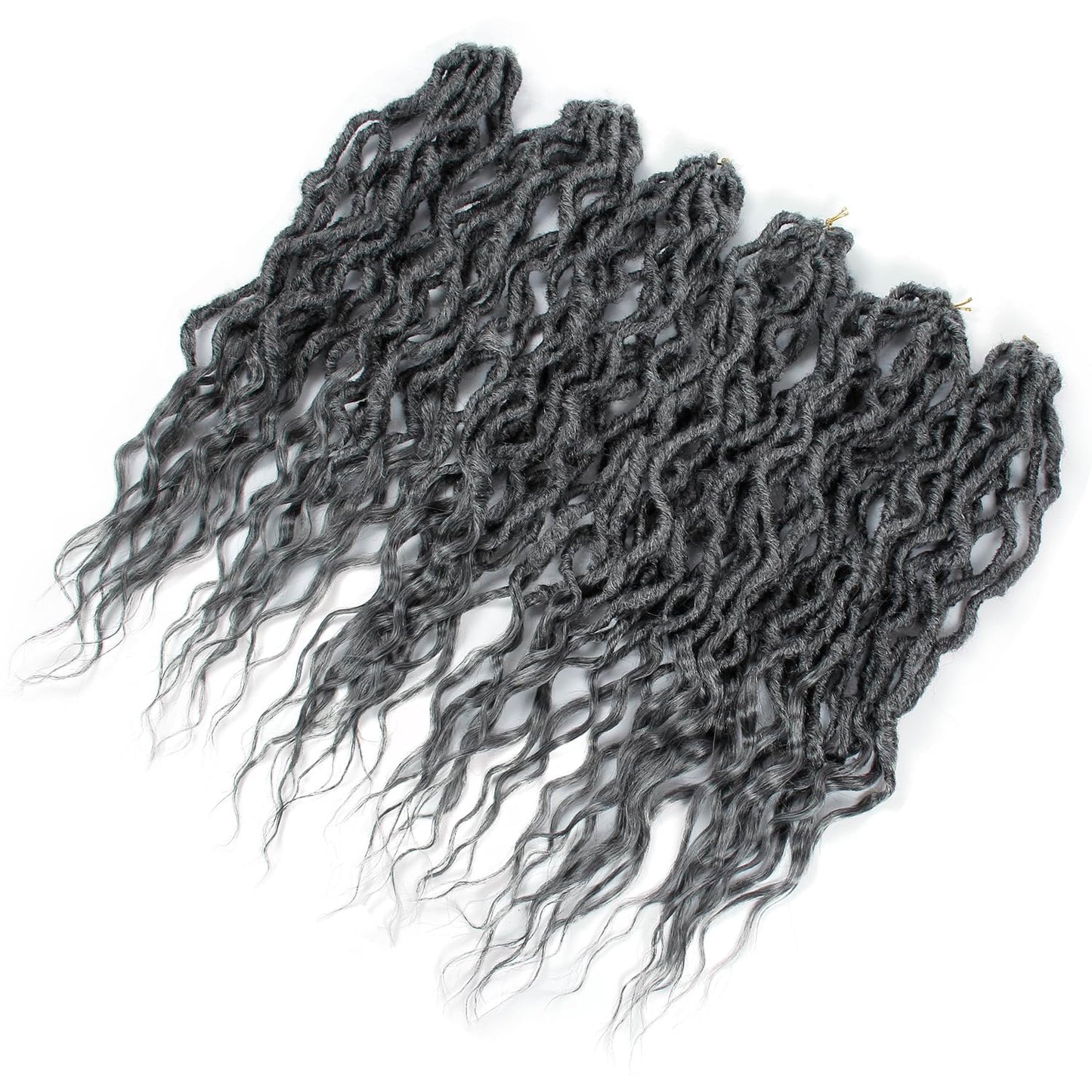 Faux Locs Crochet Hair 24Inch 6Packs Crochet Locs,Boho Faux Locs With Curly Ends Soft Dreadlock Crochet Hair for Black Women(24'', Grey)