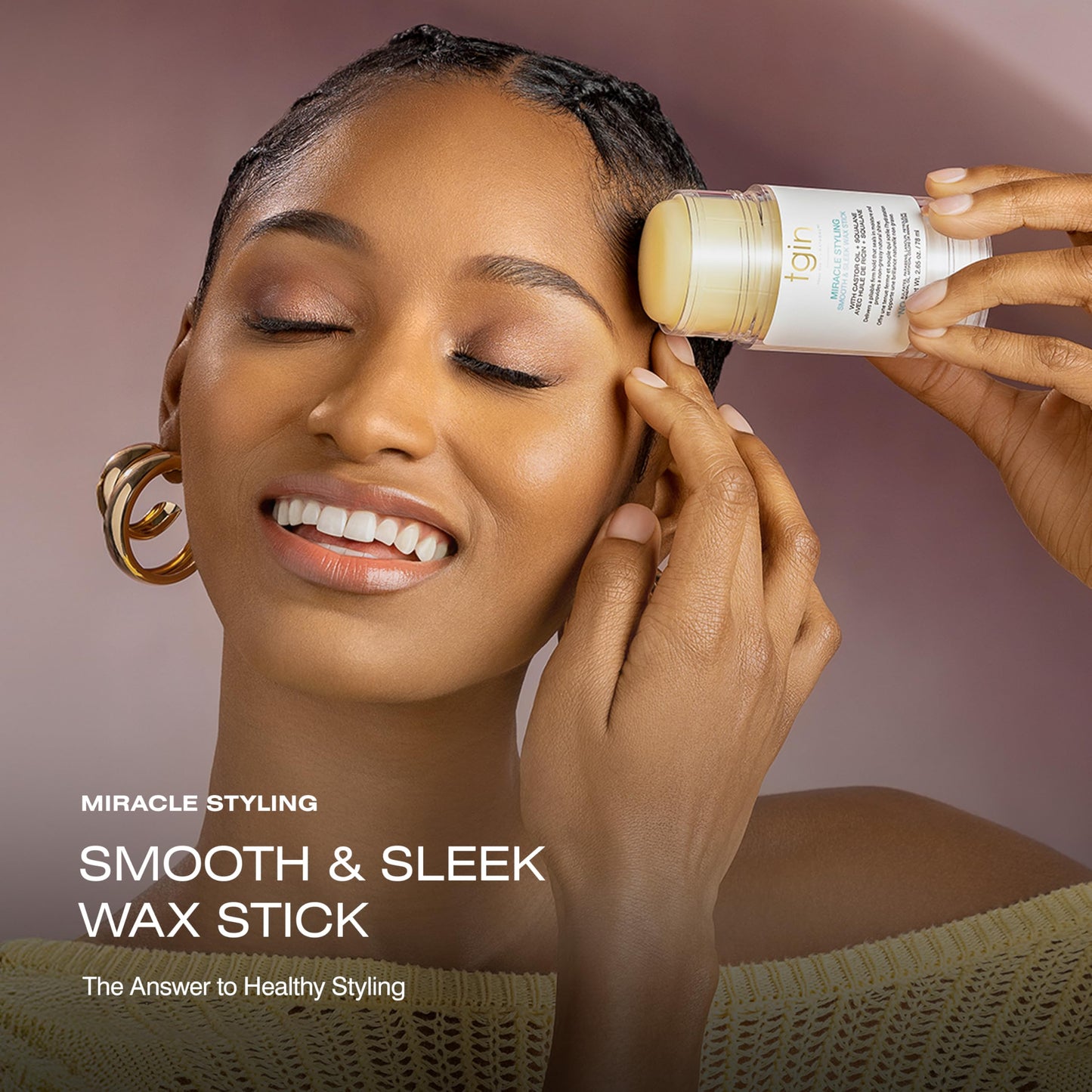Thank God It's Natural tgin Miracle Styling Smooth & Sleek Wax Stick For Women – Tames Frizz & Flyaways – 2.7 oz