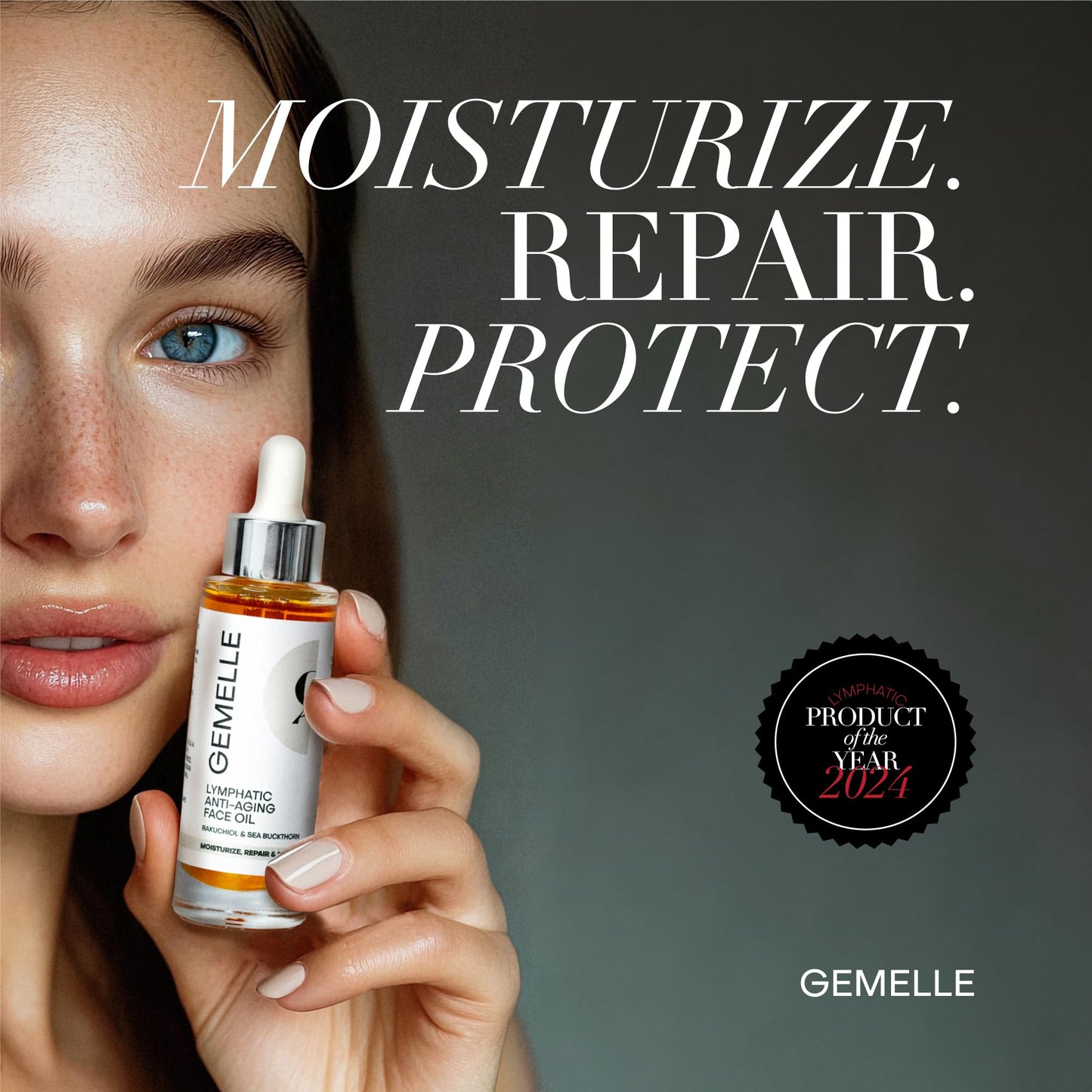 GEMELLE Lymphatic Anti-Aging Face Oil | 10x Award winner | Vitamin C,E & A | Moisturize, Repair & Protect | Bakuchiol, Sea Buckthorn & More! | Organic, Natural, Clean Beauty | Starter, Travel 15ml