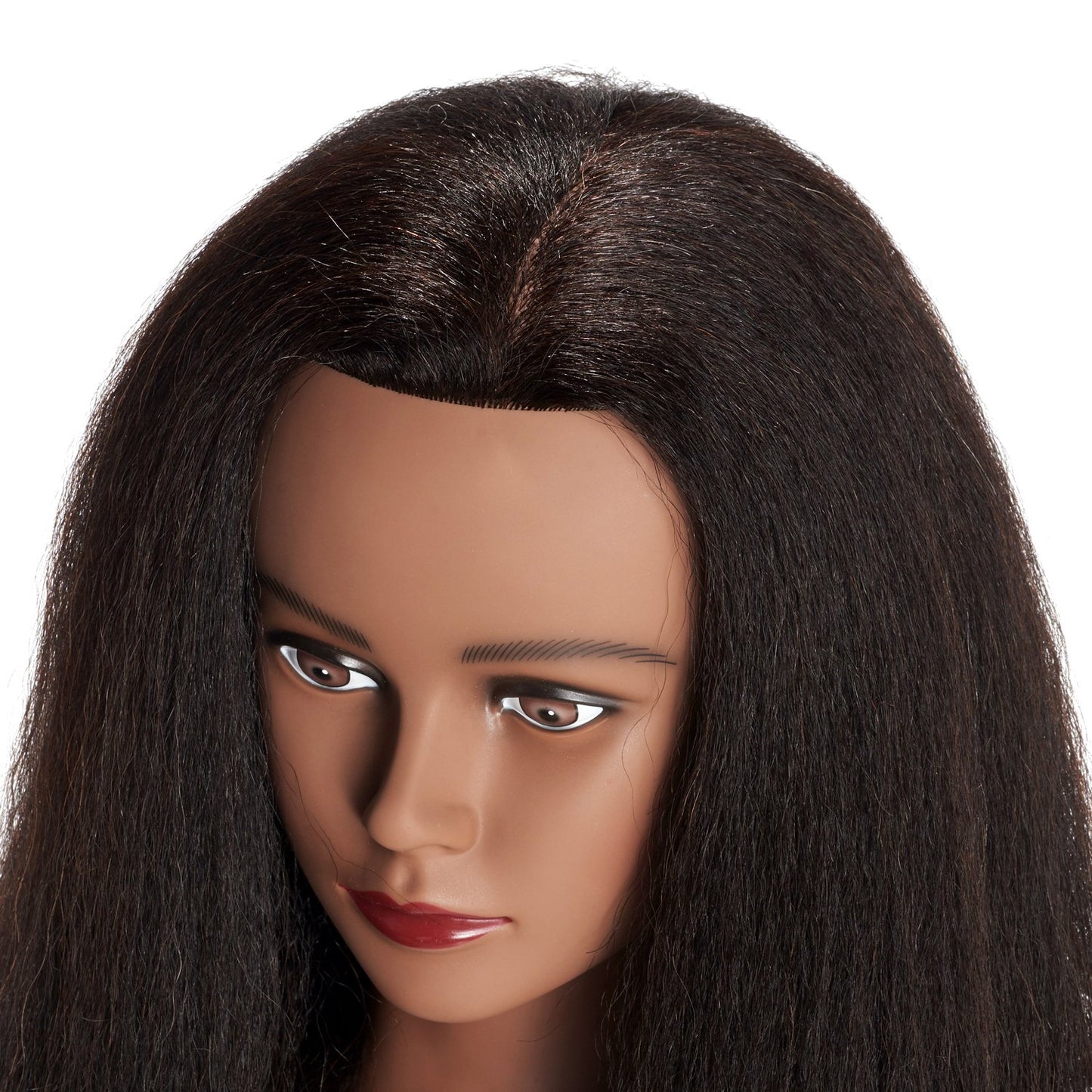 Mannequin Head 100% Real Hair 16 Inch Training Head Manikin for Hairdresser Training and Styling Practice Cosmetology Doll Head Practice Braiding Hair - With Clamp Stand