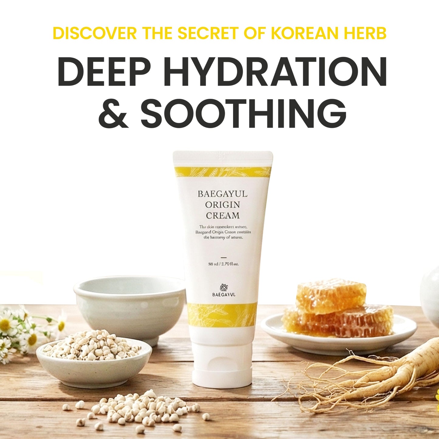Baegayul ORIGIN Face Moisturizer Cream - Korean Daily Moisturizer with Propolis & Coix Seed Extract complex - Deep skin Hydration & Soothing for Dry, Sensitive Skin [ 2.71 fl oz ]