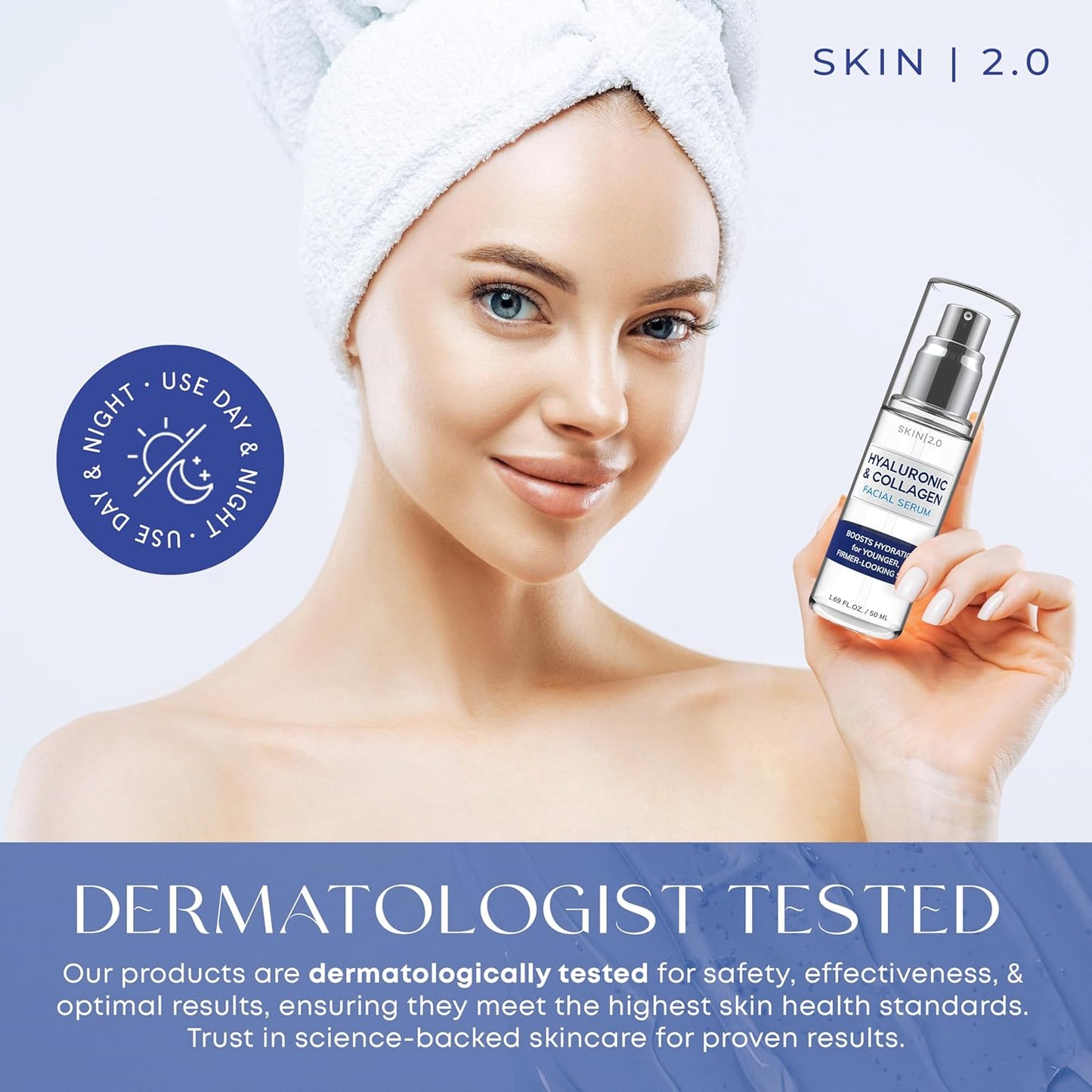 Hyaluronic Acid & Collagen Face Serum - Hydrating, Anti-Aging, Dermatologist Tested | 1.69 Fl Oz