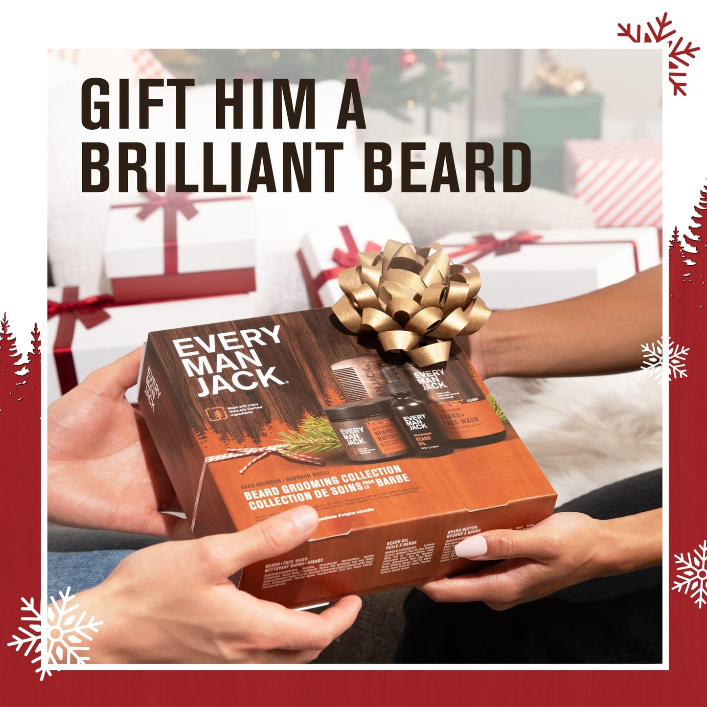 Every Man Jack Men's Aged Bourbon Beard Kit Holiday Gift Set, Face Wash, Beard Butter and Beard Oil