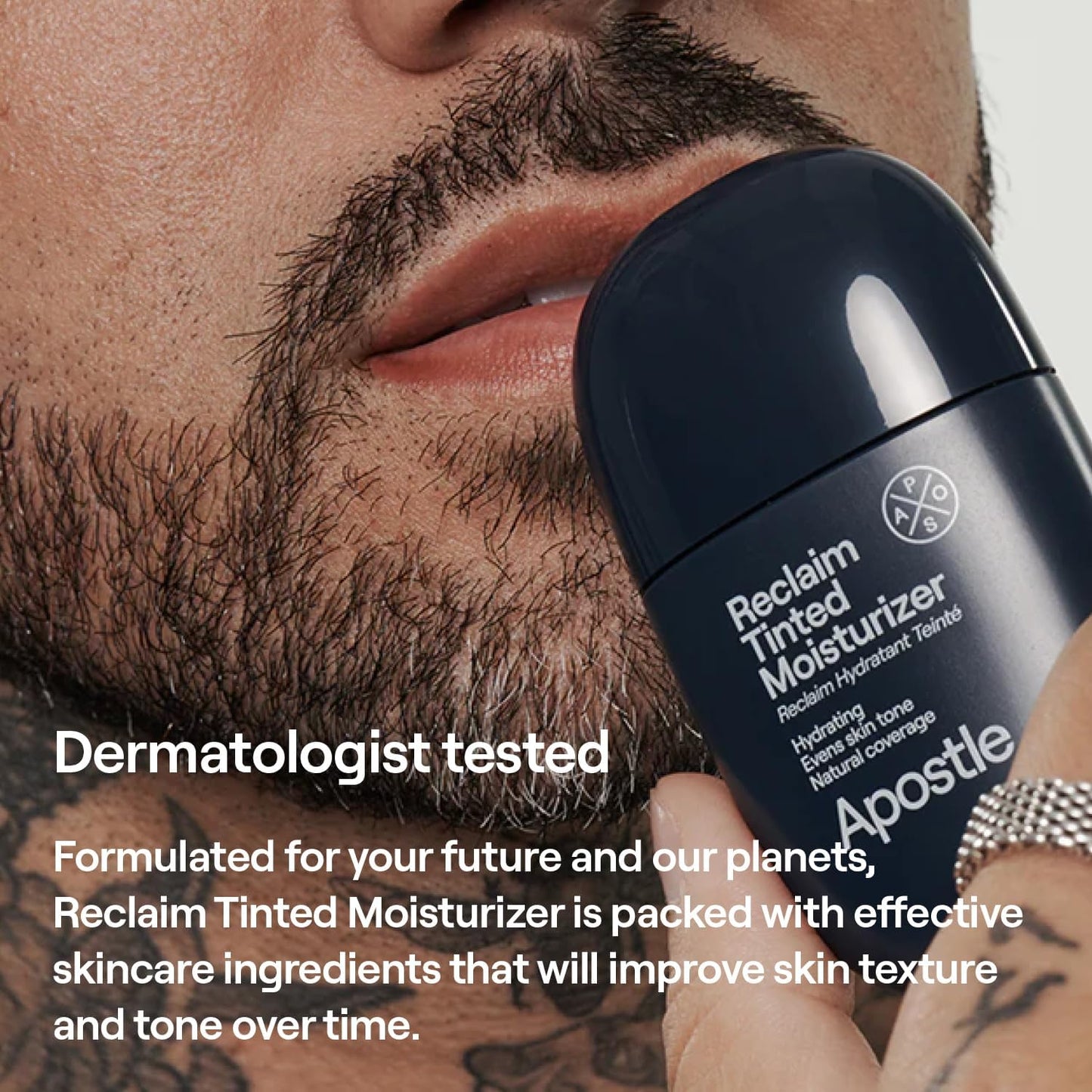 APOSTLE Reclaim Tinted Moisturizer for Men (6 Cornwall) - Niacinamide, Vitamin E, Squalane, Hyaluronic Acid, Tinted Face Moisturizer For Men. Hydrates, Evens Skin Tone, Reduces Fine Lines, 1 Fl. Oz.