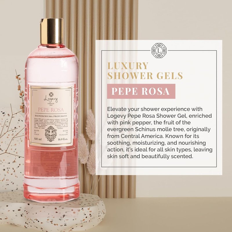 Pepe Rosa Shower Gel - Indulgent Pink Pepper Aroma | Hydrating & Soothing Formula - 500ml