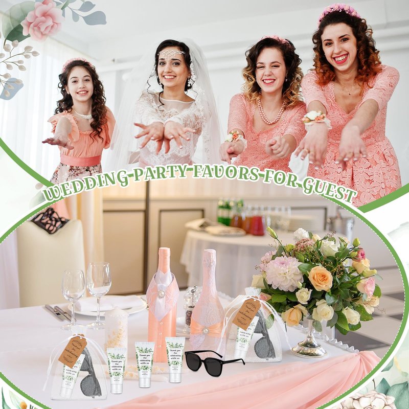 Dansib 12 Sets Mini Sunscreen and Sunglasses Bulk for Wedding Party Spf30 Water Resistant Sunscreen Lotion Bulk 1oz Travel Size for Thank You Gifts Wedding Party Supplies (Eucalyptus)