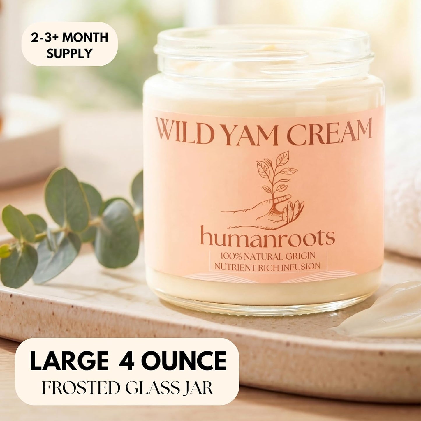 Wild Yam Cream for Menopause & PMS Support - Organic Herb-Infused, 4 oz | Unscented with Chaste Tree Berry & Red Clover