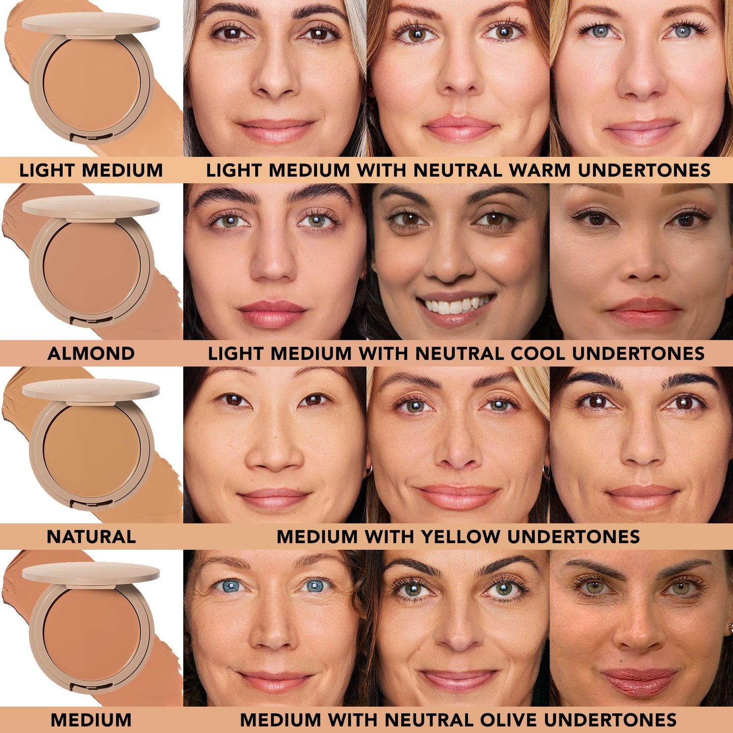 No Makeup Makeup Foundation + Brush Duo, Cream-Balm Formula Conceals, Corrects and Camouflages with Skin-Tone Adaptive Flexshade Technology, Buildable, Long-Lasting, Cruelty-Free, Vegan, Light Medium