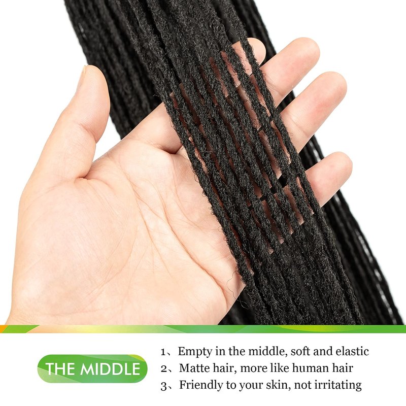 GUOHUI Micro Faux Locs Crochet Hair, 36 Inch 5 Packs Color Natural Black DIY Braids Straight Styles (36",1B)
