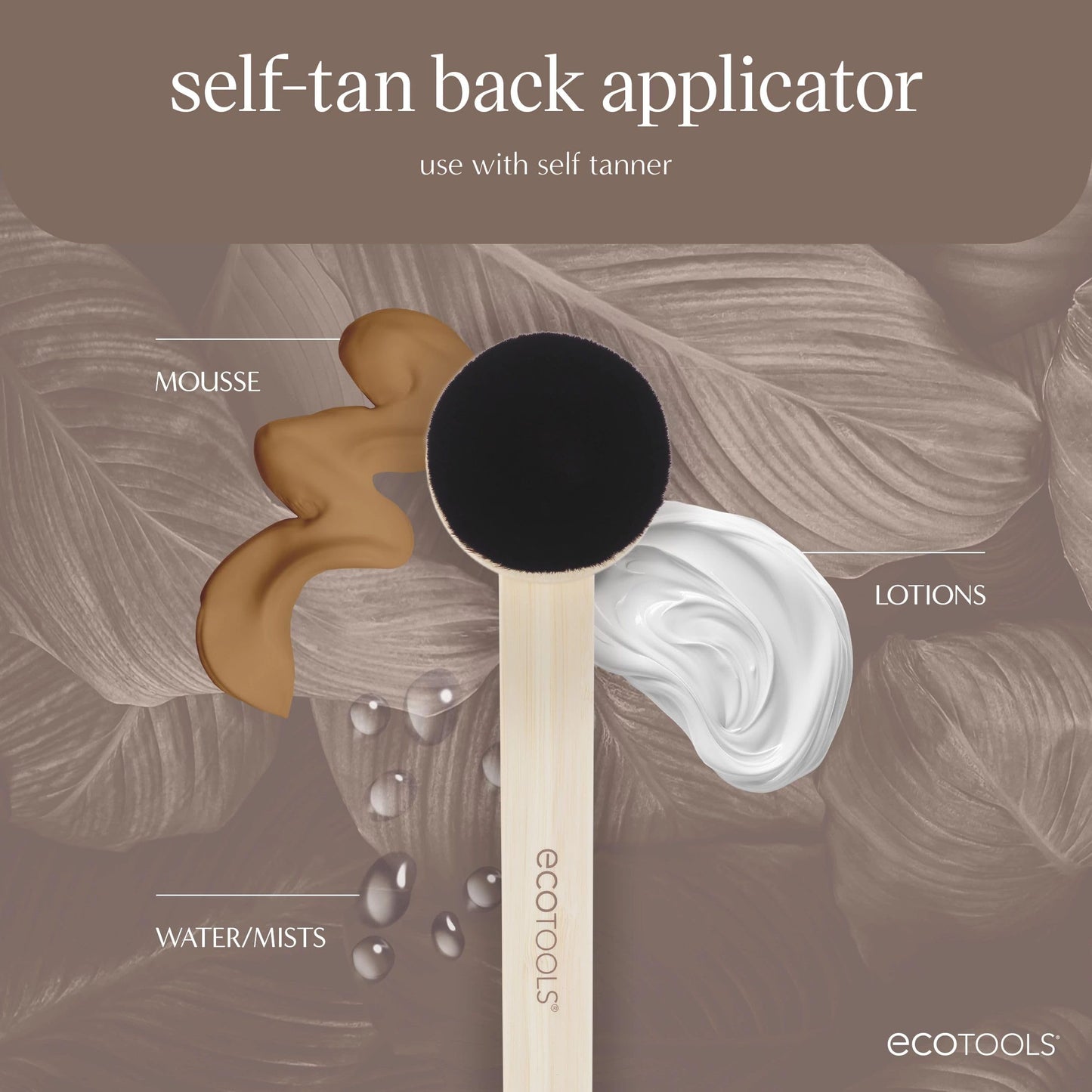 EcoTools Good Tan Self-Tan Back Applicator, Long Handle Back Brush For Controlled Sunless Tanning, Eco Friendly, Vegan & Cruelty Free, 1 Count