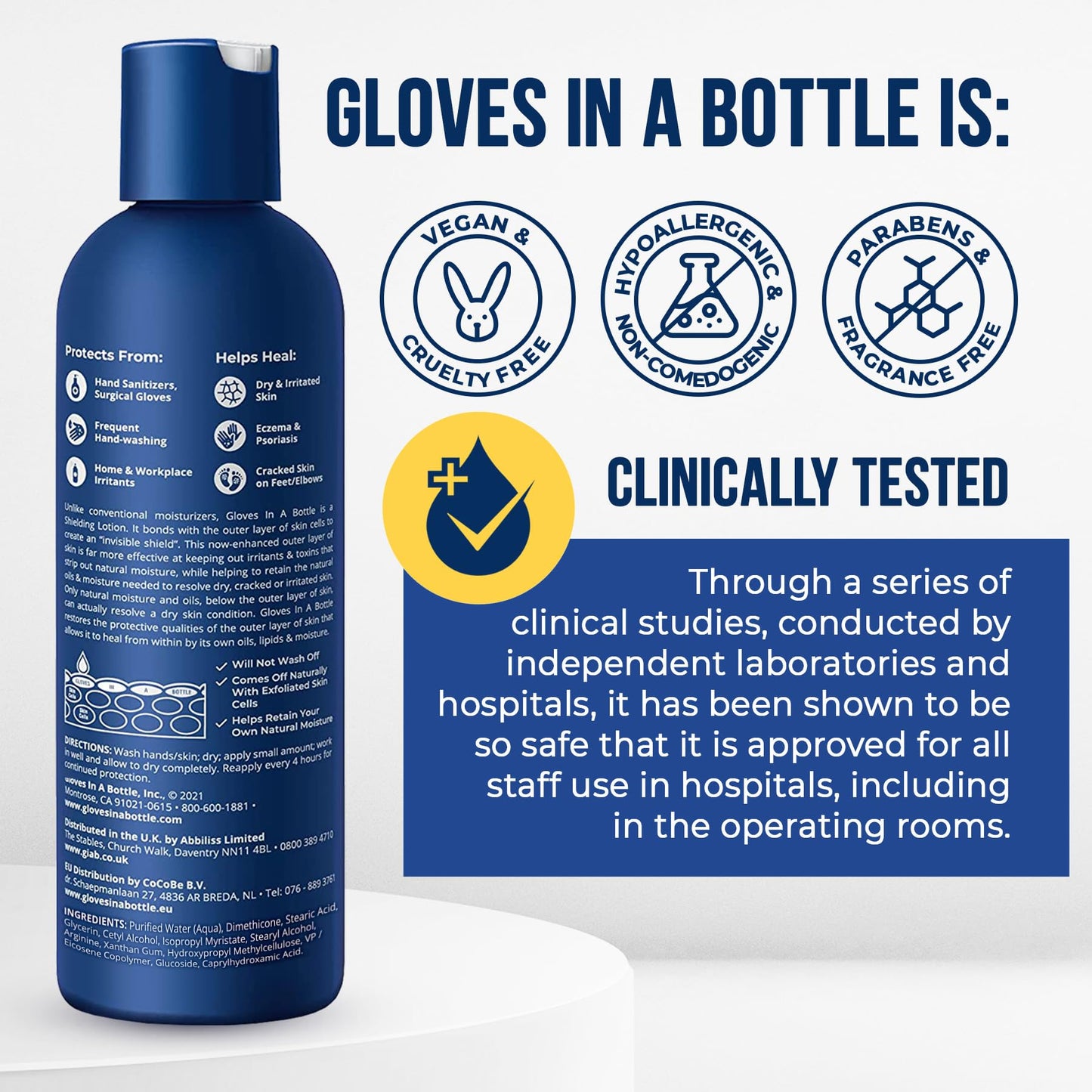 Gloves In A Bottle Shielding Lotion for Nurses & Healthcare Workers – Non-Greasy Protective Barrier Lotion for Dry, Cracked Hands | Water-Resistant Moisturizer | 2 oz & 8 oz Pump