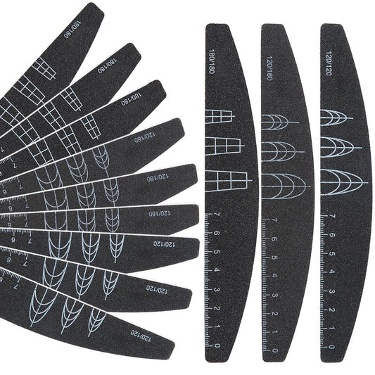 XEAOHESY 9 Pieces 120/120, 120/180, and 180/180 Grit Both Sides Nail Files with Reference Graphic for Nail Shape（Square, Almond, Oval）, Nail Files for Natural Nails