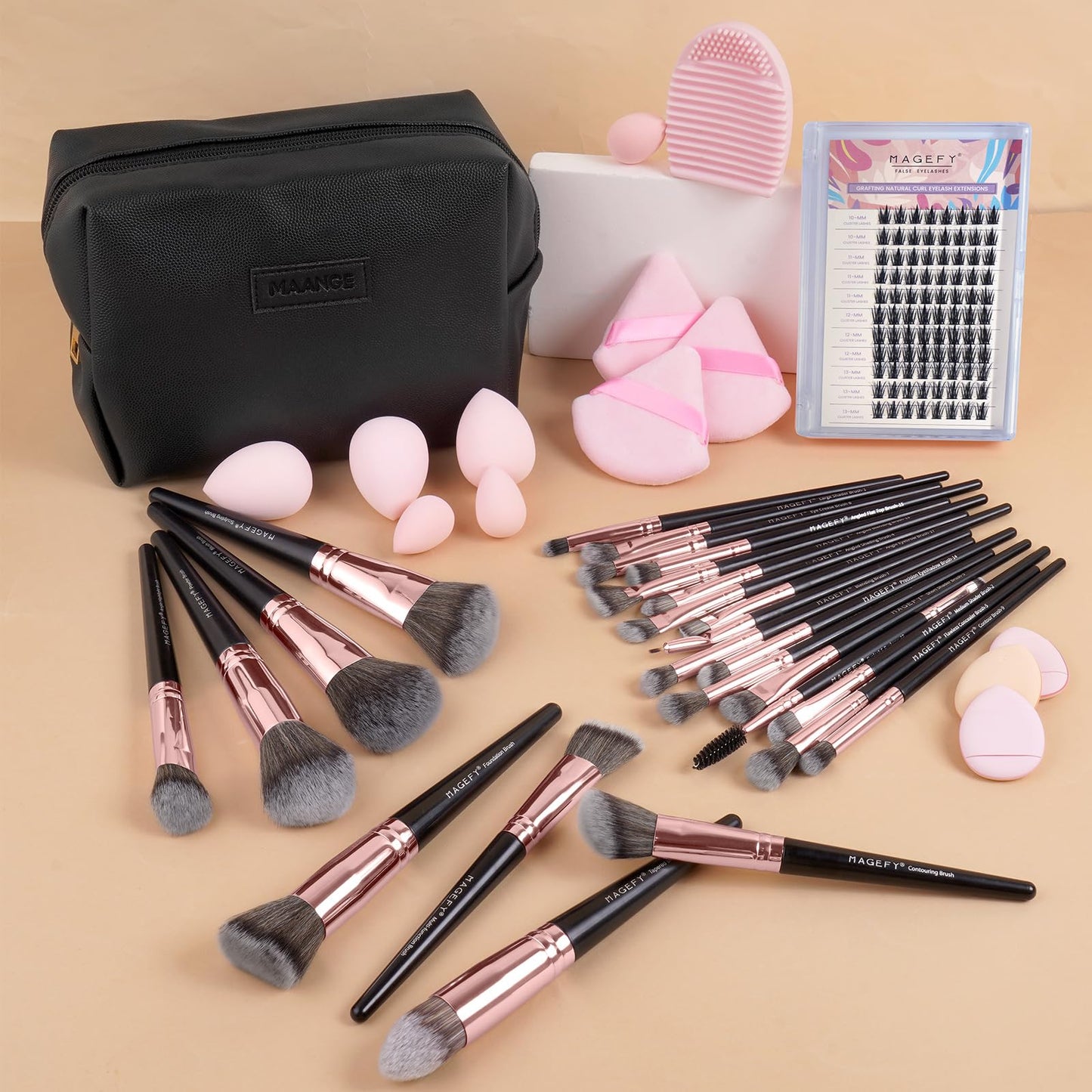MAGEFY Makeup Brush Set 40 Pcs Makeup Tool Set Premium Synthetic Foundation Powder Concealers Eye shadows Blush Makeup Brushes(Black)