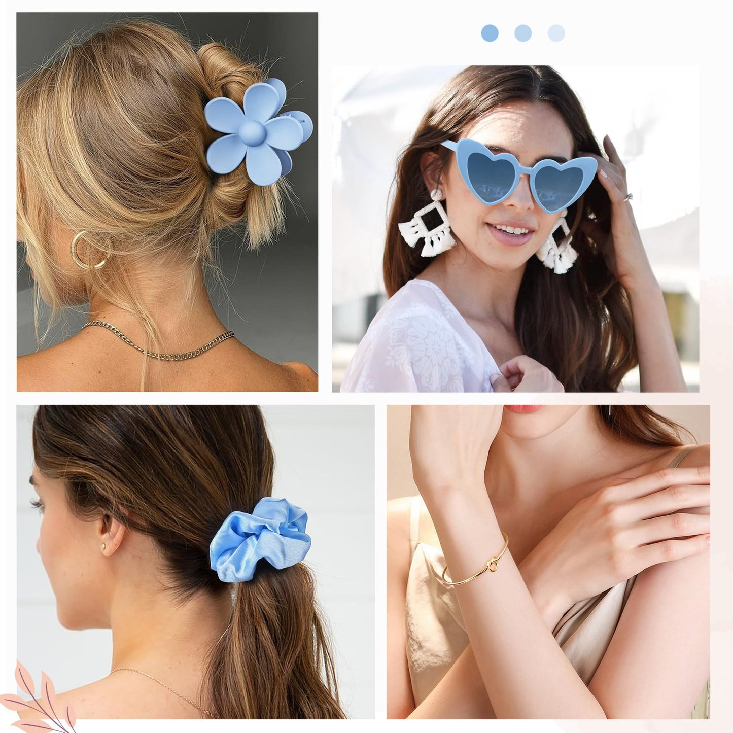 DEEKA 30 Pcs Bridesmaid Proposal Bag Set Gift Clear Makeup Toiletry Bag Bachelorette Party Favors Sunglasses Flower Claw Clips Scrunchies Knot Bracelets Bridal Wedding Party Gifts (Blue)