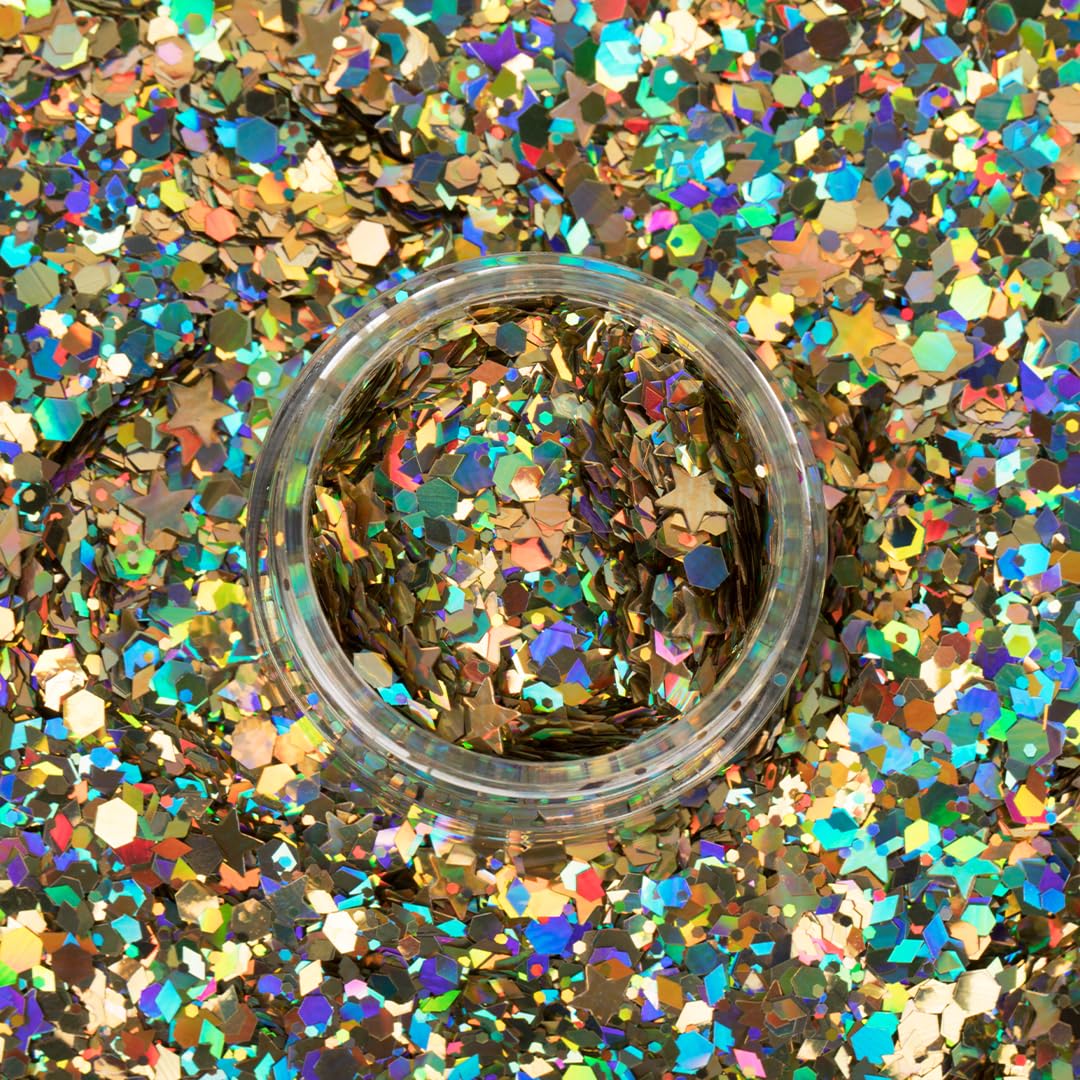 UNICORN SNOT Macro Face & Body Glitter | Cosmetic Grade Large-Particle Loose Glitter | Safe for Face, Easy Application & Removal - Solar (Gold)