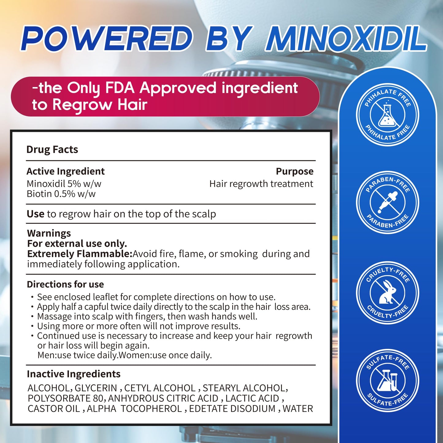 Minoxidil for Men and Women Foam Hair Growth - 5% Minoxidil Foam Hair Regrowth Treatment for Men, Topical Hair Loss Treatments, Extra Strength Thicker & Fuller Hair, 4 x 2.11 oz for 4 Months
