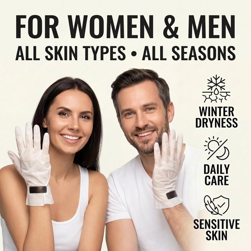 Collagen Hand Mask - Moisturizing Gloves with Shea Butter & Vitamin E | Overnight Treatment for Dry, Cracked Hands