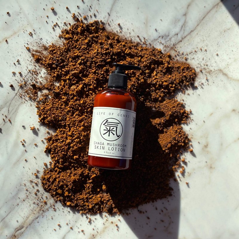life of genki USA Made Vegan all Natural Chaga Mushroom skin lotion cream Moisturizing skin cream apricot kernel oil