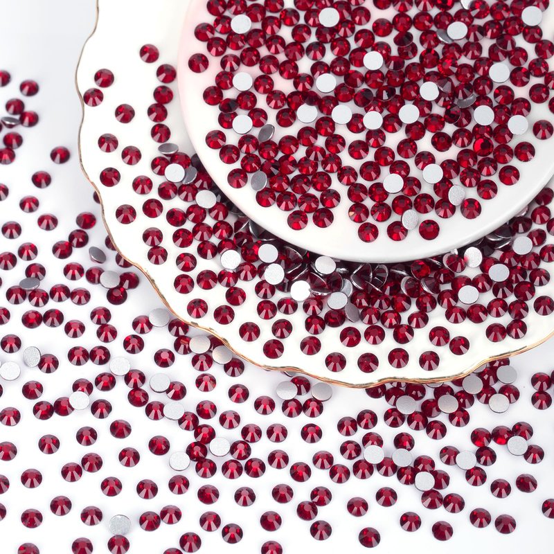 10000PCS Dark Red Rhinestones Bulk, Flat Back Crystal Glass Stone Round Gems,SS20, 4.6-4.8mm